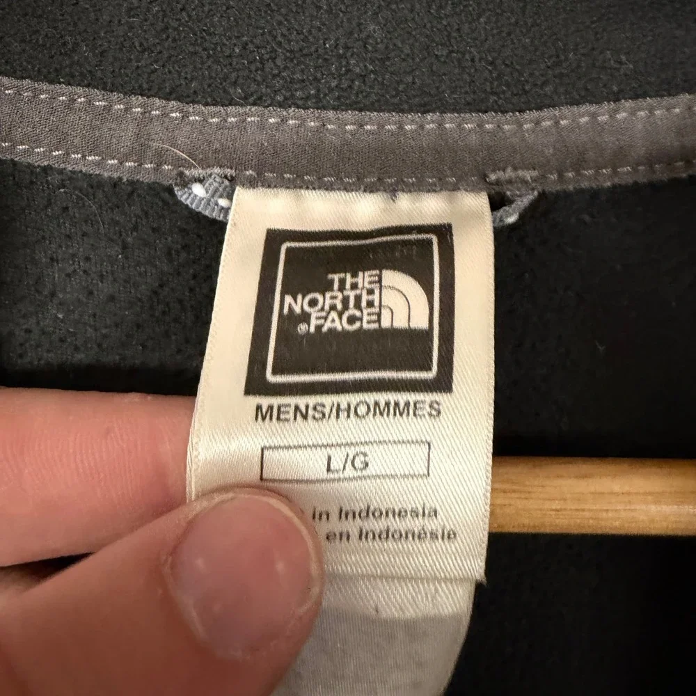 The‎ North Face Mens Quarter Zip Fleece Pullover Black Grey Colorblock Large